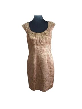 London Times Gold Sheath Dress with Cap Sleeves Size 6